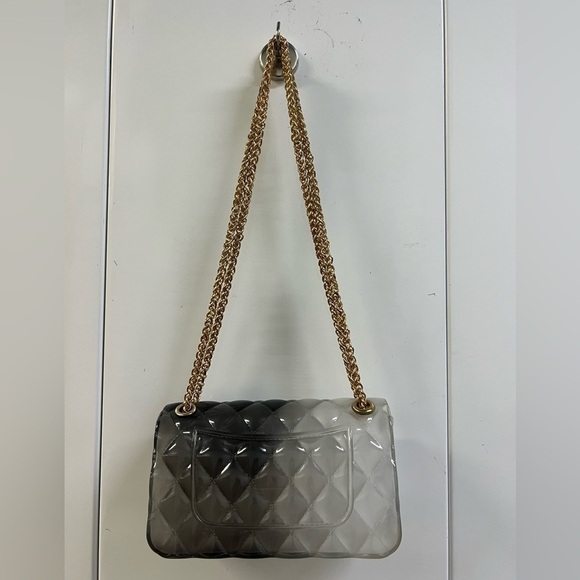 Clear Flexible Shoulder Bag with Gold Chain - Picture 2 of 7
